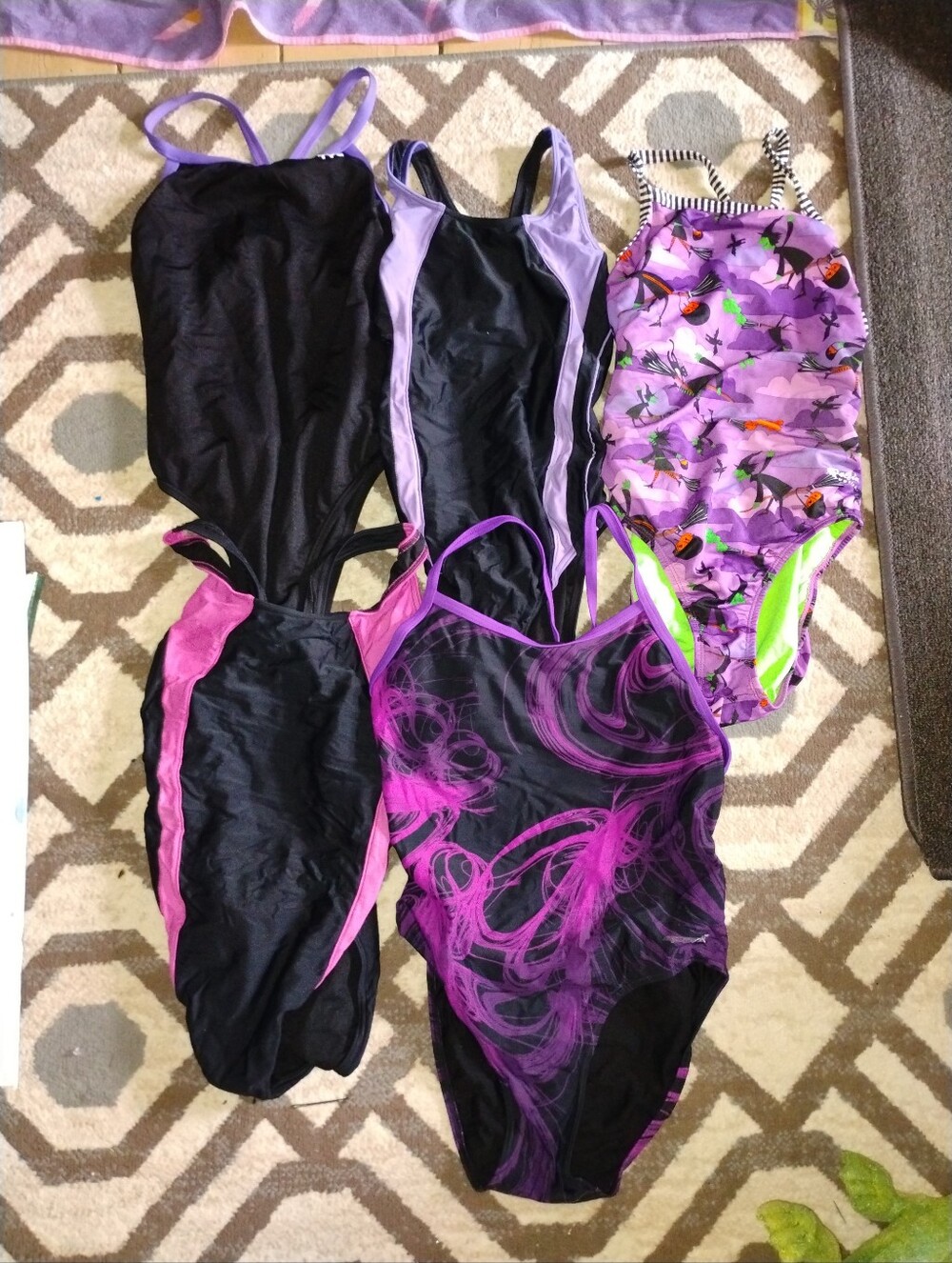 Large Bundle of 8 Swimsuits, competition suits, practice suits women's 34 and 36